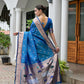 Rajwada Blue Silk Blend Embroidered Saree For Women