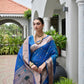 Rajwada Blue Silk Blend Embroidered Saree For Women