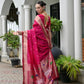 Rajwada Magenta Pink Silk Blend Embroidered Saree For Women