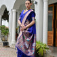 Rajwada Royal Blue Silk Blend Embroidered Saree For Women