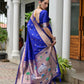 Rajwada Royal Blue Silk Blend Embroidered Saree For Women