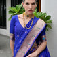Rajwada Royal Blue Silk Blend Embroidered Saree For Women