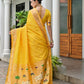 Rajwada Yellow Silk Blend Embroidered Saree For Women