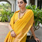 Rajwada Yellow Silk Blend Embroidered Saree For Women