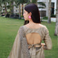 Rajwada Beige Silk Blend Printed Saree For Women