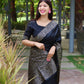 Rajwada Black Silk Blend Printed Saree For Women