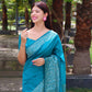Rajwada Light Blue Silk Blend Printed Saree For Women