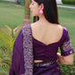 Rajwada Deep Purple Silk Blend Printed Saree For Women