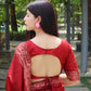 Rajwada Red Silk Blend Printed Saree For Women