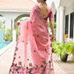 Rajwada Pastel Pink Cotton Blend Embroidered Saree For Women