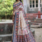 Rajwada Ivory And Grey Silk Blend Printed Saree For Women