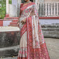 Rajwada Ivory And Maroon Silk Blend Printed Saree For Women