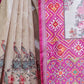Rajwada Ivory And Pink Silk Blend Printed Saree For Women