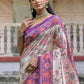 Rajwada Ivory And Purple Silk Blend Printed Saree For Women