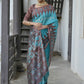 Rajwada Aqua Blue Silk Blend Printed Saree For Women