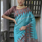 Rajwada Aqua Blue Silk Blend Printed Saree For Women