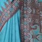 Rajwada Aqua Blue Silk Blend Printed Saree For Women