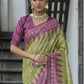 Rajwada Olive Green Silk Blend Printed Saree For Women