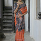 Rajwada Orange Silk Blend Printed Saree For Women