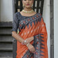 Rajwada Orange Silk Blend Printed Saree For Women