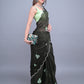 Rajwada Dark Green Embroidered Chiffon Silk Saree with Unstitched Blouse for Women