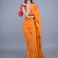 Rajwada Mustard Embroidered Chiffon Silk Saree with Unstitched Blouse for Women