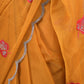 Rajwada Mustard Embroidered Chiffon Silk Saree with Unstitched Blouse for Women