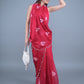 Rajwada Red Embroidered Chiffon Silk Saree with Unstitched Blouse for Women