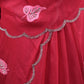Rajwada Red Embroidered Chiffon Silk Saree with Unstitched Blouse for Women