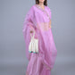Rajwada Lilac Embroidered Organza Saree with Unstitched Blouse for Women