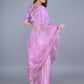 Rajwada Lilac Embroidered Organza Saree with Unstitched Blouse for Women