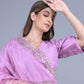 Rajwada Lilac Embroidered Organza Saree with Unstitched Blouse for Women