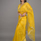 Rajwada Yellow Embroidered Organza Saree with Unstitched Blouse for Women