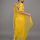 Rajwada Yellow Embroidered Organza Saree with Unstitched Blouse for Women