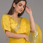 Rajwada Yellow Embroidered Organza Saree with Unstitched Blouse for Women