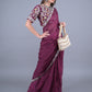 Rajwada Purple Embroidered Satin Rangoli Saree with Unstitched Blouse for Women