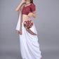 Rajwada White Embroidered Georgette Saree with Unstitched Blouse for Women