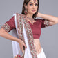 Rajwada White Embroidered Georgette Saree with Unstitched Blouse for Women