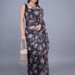 Rajwada Black Floral Printed Embroidered Organza Saree with Unstitched Blouse for Women