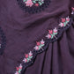 Rajwada Brown Floral Embroidered Georgette Saree with Unstitched Blouse for Women