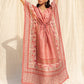 Rajwada Peach Silk Printed Stitched Indo Western Kaftan For Women