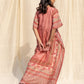 Rajwada Peach Silk Printed Stitched Indo Western Kaftan For Women