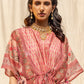 Rajwada Peach Silk Printed Stitched Indo Western Kaftan For Women