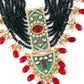Rajwada Women Emerald Green With Ruby Beads Kundan Necklace