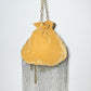 Rajwada Golden Suede Cutdana And Pearl Embellished Potli For Women