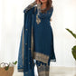 Rajwada Blue Silk Embroidered Kurta Set For Women