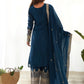 Rajwada Blue Silk Embroidered Kurta Set For Women