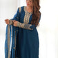 Rajwada Blue Silk Embroidered Kurta Set For Women