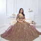 Rajwada Dark Purple Soft Net Embroidered Semi-Stitched Lehenga With Unstitched Blouse For Women