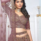 Rajwada Dark Purple Soft Net Embroidered Semi-Stitched Lehenga With Unstitched Blouse For Women